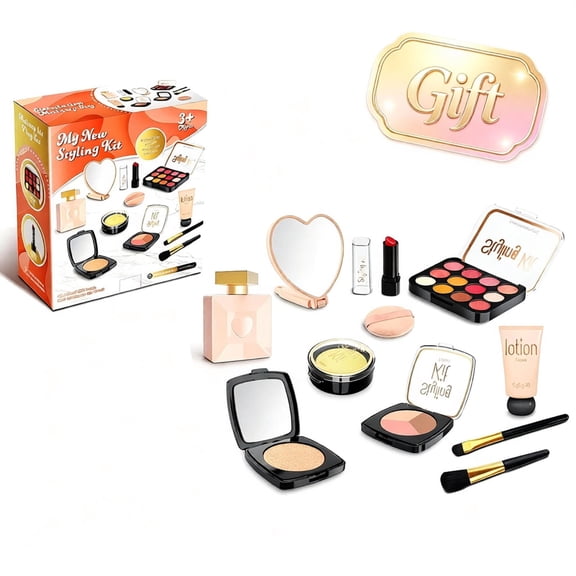 Pretend Makeup Kit for Girls, Kids Beauty Dress Up Role Play Toy Set, Top Christmas Birthday Holiday Gift, Creative Imagination Educational Toy for Toddler Little Kids Ages 3