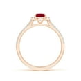 thumbnail image 2 of ANGARA Natural Oval 1 ct Ruby Halo Ring with Diamond Accents in 14K Rose Gold for Women (Size-7x5mm) | July Birthstone, Birthday, Anniversary, Jewelry Gift for Women | Natural Ruby Ring, 2 of 13