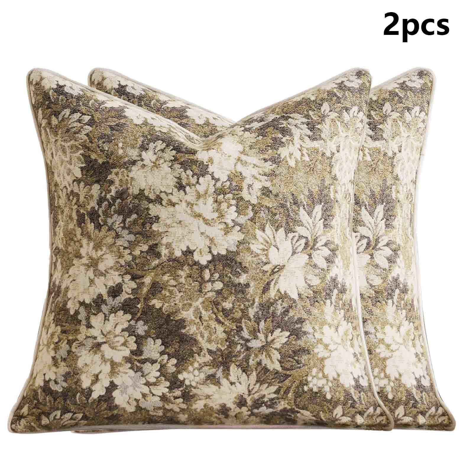 Vintage Floral Pillow Covers - Pack Of 2, 18x18 Inch Boho Rural Accents for Rectangular Decorative Throw Pillows