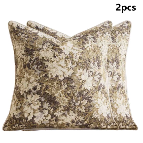 Shipiny Pack Of 2 Vintage Floral Throw Pillow Covers 18x18, Boho Rural Accent Rectangular Decorative Pillows for Sofa, Bedroom and Living Room Spring Decor., B