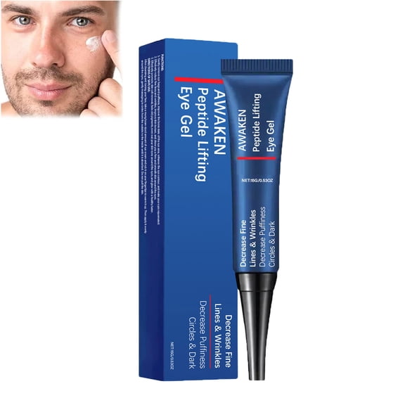 Awaken Peptide Lifting Eye Gel, Awaken Peptide Depuffing Eye Gel, Men Eye Cream Anti Aging, Men's Moisturizing Eye Cream Hydrating Eye Gel, Remove Eye Bags, Dark Circles & Eye Wrinkles