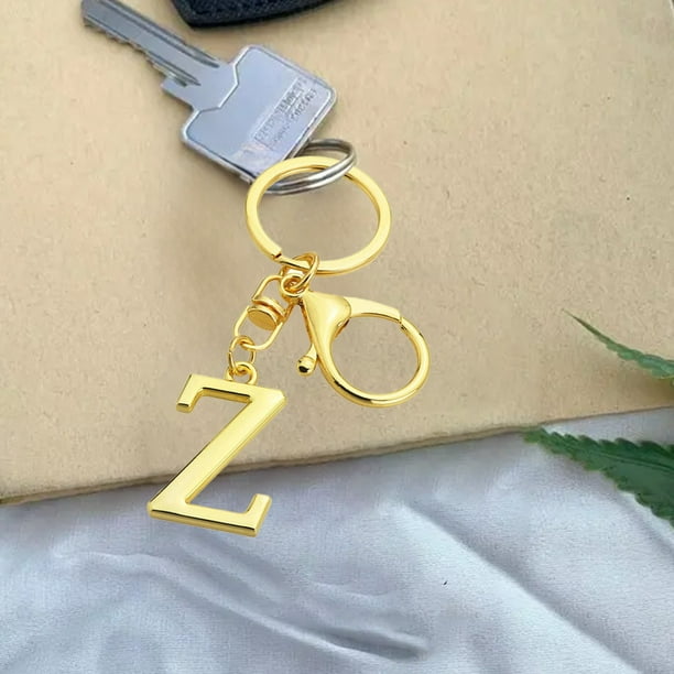1 Llavero de Metal con Letras Doradas de La a A La Z, Colgante con La Primera Letra y Bolsa, Regalo de Navidad.