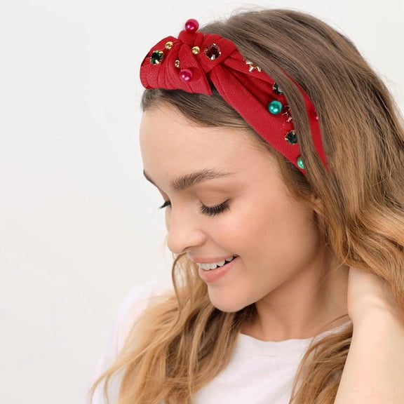 Christmas Knotted Headband for Women Festive Wide Turban Style Hair Accessory Holiday Decoration