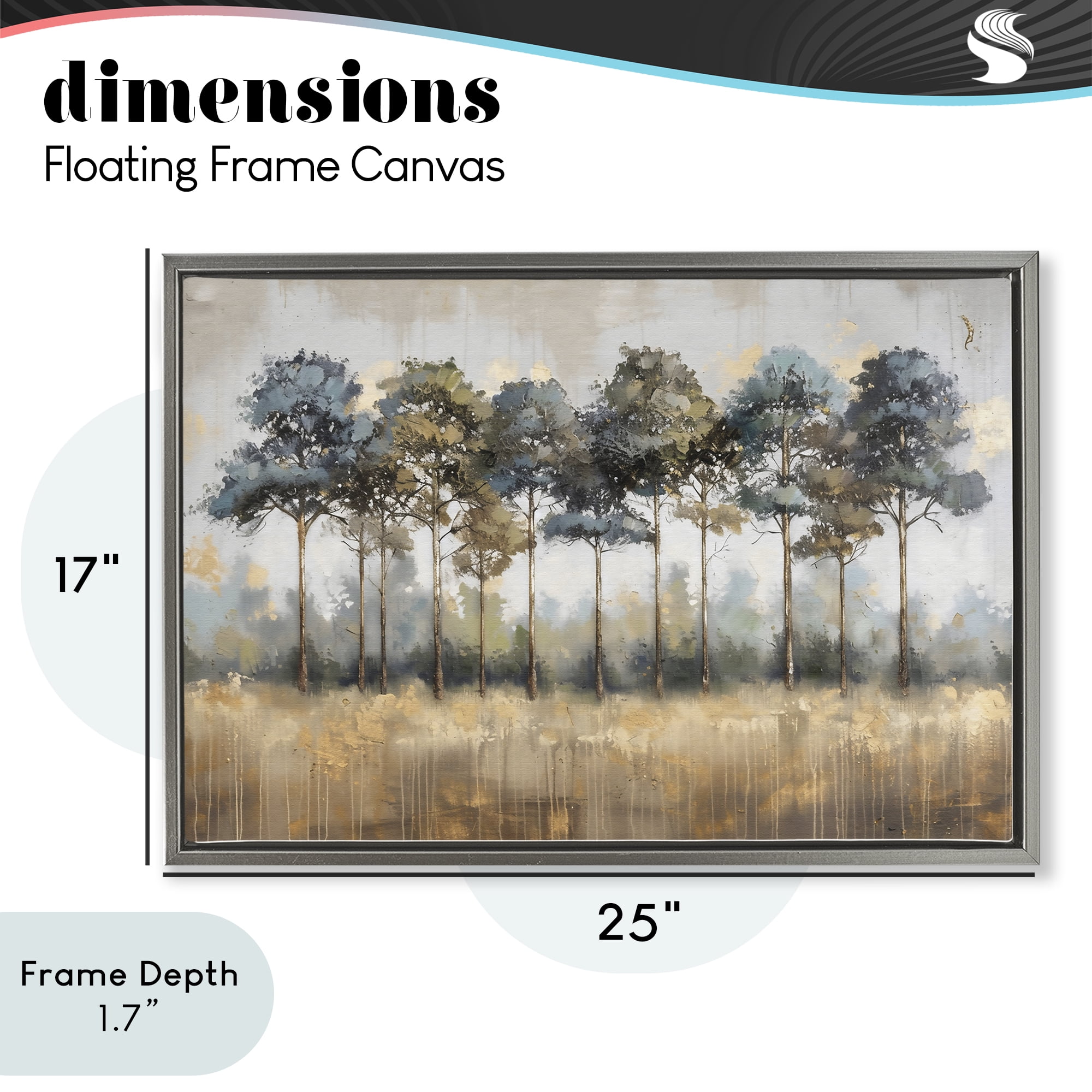 Stupell Industries Green & Blue Forest Grove Gray Framed Floater Canvas Wall Art, design by Creative Studio