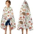 thumbnail image 3 of Cute Hedgehogs and Red Mushrooms Snails Pattern Hooded Bath Towel，50"x30" for Ages 3 To 12 Kids, Quick Dry Lightweight Soft Microfiber Hood Beach Towel Cover Up for Kids, 3 of 7