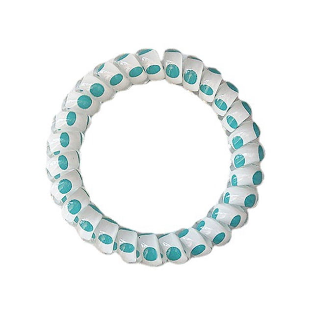 CSChome Hair Rings 2 Pcs Hair Rings Telephoneline Shape Decorative Elastic High Elasticity Dot Print Hair-Fixed Contrast Color Tie Hair Headwear