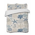thumbnail image 2 of Blue Beige Coastal Twin XL Size Down Alternative Comforter,Lightweight Comforter Quilt Bedding Set with Pillow Shams Summer Beach Starfish Coral Nautical Rustic Bed Comforter Duvet Insert 68"x98", 2 of 7
