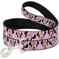 thumbnail image 1 of Disney Pet Leash, Dog Leash, Minnie Mouse Expressions Polka Dot Pink White, 6 Feet Long 1.5 Inch Wide, 1 of 5