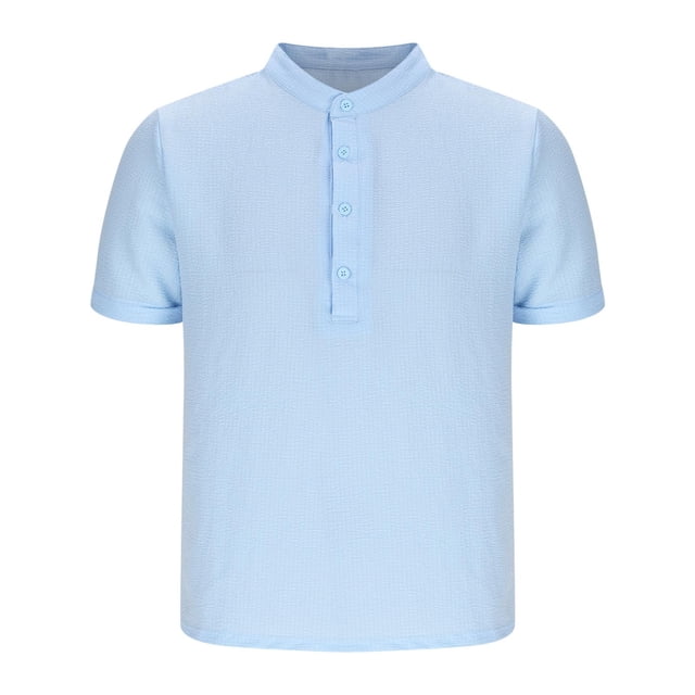 pstuiky camisetas de hombre, Camisa informal de manga corta con cuello alto, cómoda y lisa para hombre ropa de hombre xl