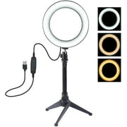 USB 3 Modes Dimmable LED Ring Vlogging Photography Video Lights with Stand for Make-up and YouTube Video vlogging Equipment (4.6 inch)