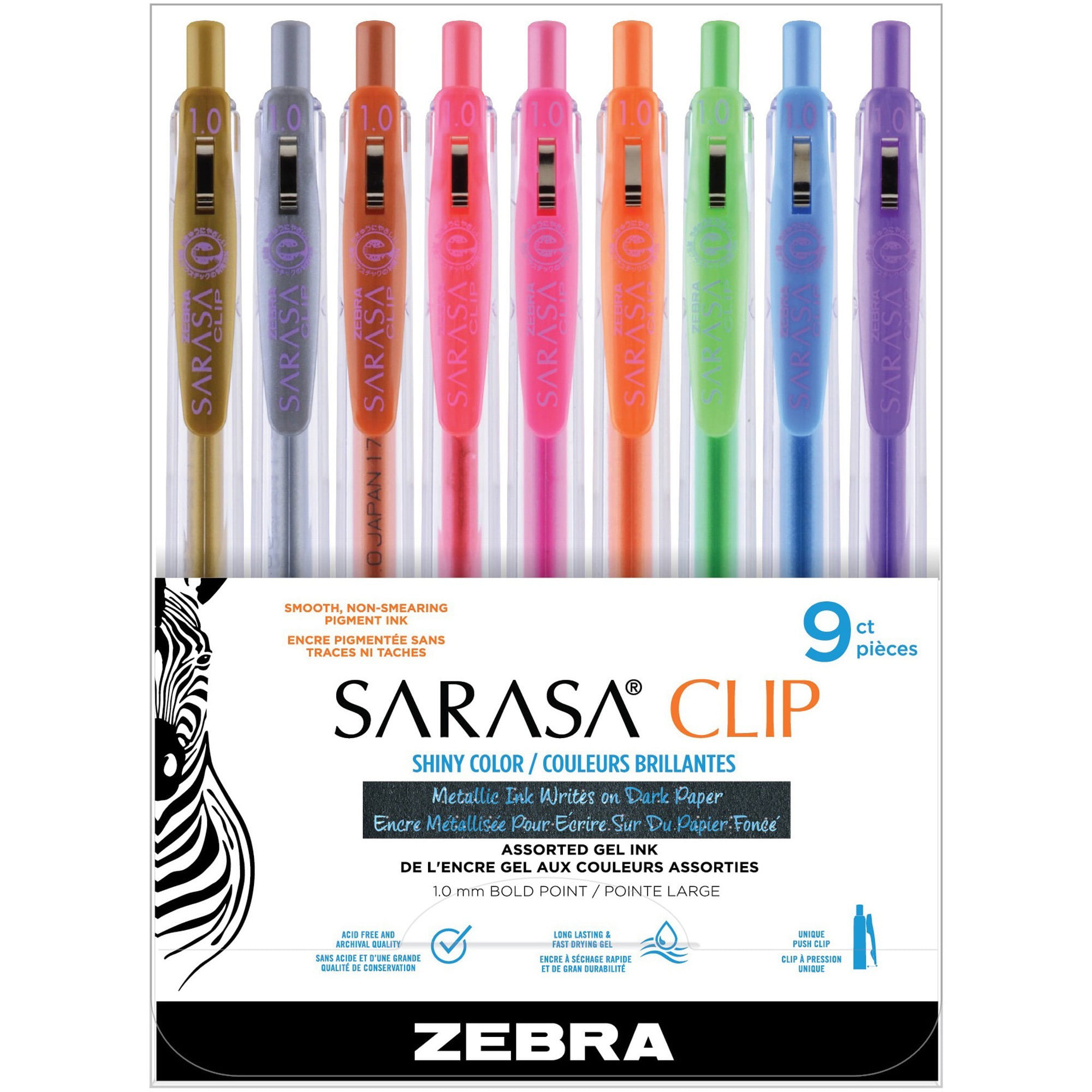 1 x ZEBRA SARASA Clip 1.0mm Retractable Gel Ink Roller Pen  Shiny Blue Japan 
