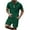 Army Green, variant on Mens 2 Piece Outfits Summer Casual Fashion Solid Color Tracksuit Short Sleeve Stand up Collar T Shirt and Elastic Waist Shorts Waffle Set White