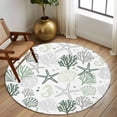 thumbnail image 2 of Round Rugs 5Ft, Sage Green Coastal Round Area Rug Washable Indoor Throw Carpet, Summer Beach Starfish Coral Nautical Soft Non Slip Circle Rug for Cabinet Bathroom Home Decor Aesthetic, 2 of 8