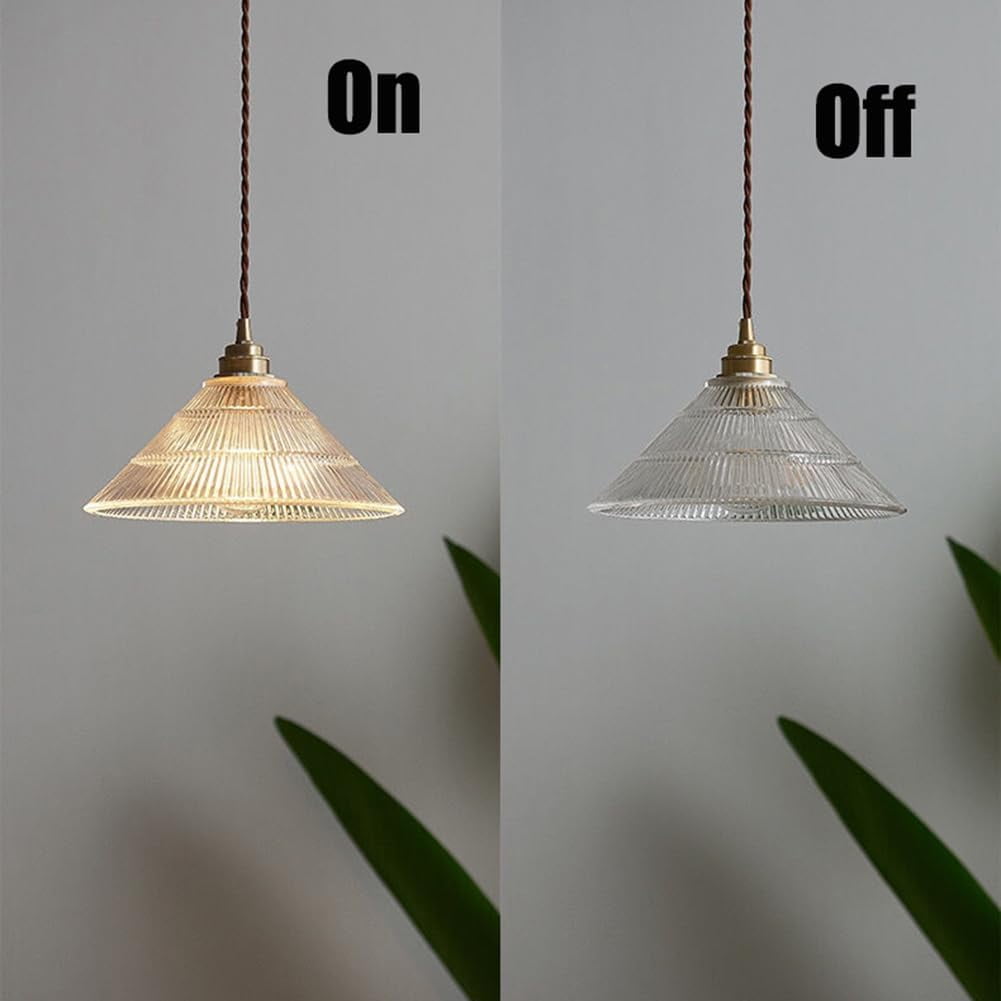 Japanese Style Clear Glass Pendant Light for Kitchen Sink, Modern Farmhouse Pendant Lamp, Retro Rustic American Pendant Lighting, Simple Pendant Light Fixture for Over Table Dining Room
