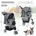 thumbnail image 3 of NiamVelo 3 Wheels Pet Stroller Folding Dog Stroller Cat Stroller with Cup Holder & Storage Basket for Medium Small Dogs Cats, Grey, 3 of 8