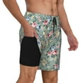 thumbnail image 2 of Lsque Rose Flowers Pattern Mens Swim Trunks- Bathing Suit Compression Liner - Beach Swim Shorts Swimwear - (S-3XL) - Stretch Quick Dry-Small, 2 of 6