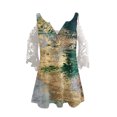 thumbnail image 4 of Elegante mujer casual cremallera cuello impresión blusa encaje manga corta camiseta verano Tops OAVQHLG3B Store  lin121212, 4 of 4