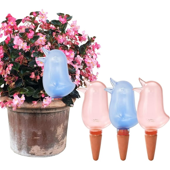 Self Watering Spikes Globes Bird Shape Watering Devices, Self-Watering Drips for Indoor Plant Automatic Irrigation Stakes (Bird Shape-4 PCS Set)