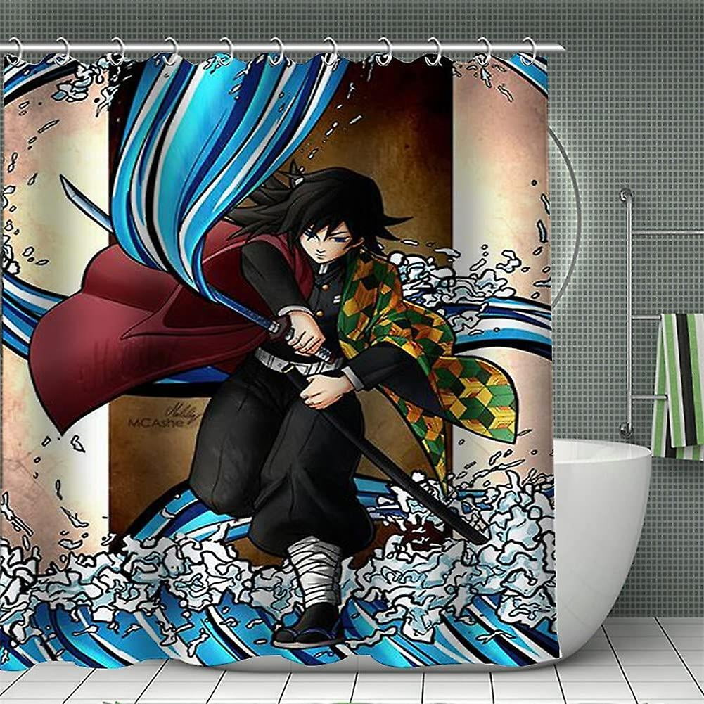 5 Pieces Anime Bathroom Sets with Shower Curtain NonSlip Bath Rugs Toilet  Lid Cover and Bath Mat Hand Towel Waterproof Durable Shower Curtain  708x708 Inch  Amazonsg Home