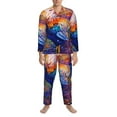 thumbnail image 3 of Fuzoiu Rooster Oil Painting Print Men's Long-Sleeved Pajama,Lounge Button Down Nightwear,Mens Notch Collar Pajama Set -XX-Large, 3 of 7