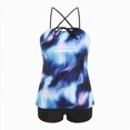 thumbnail image 4 of NIEWTR Tankini Swimsuits for Women Trendy Floral Print 2 Piece Bathing Suits Tummy Control Modest Swimwear with Boy Shorts（Blue,5XL), 4 of 6