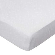 SheetWorld Fitted 100% Cotton Percale Play Yard Sheet Fits BabyBjorn Travel Crib Light 24 x 42, White On White Floral Stems