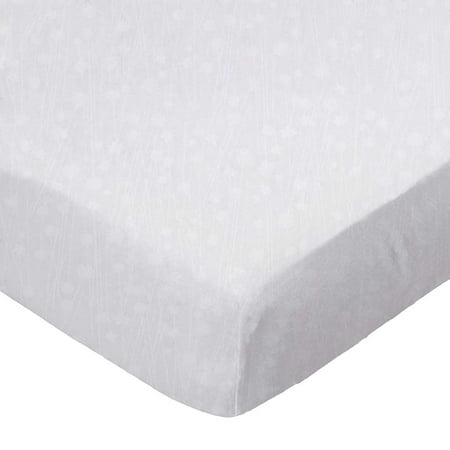 SheetWorld Fitted 100% Cotton Percale Play Yard Sheet Fits BabyBjorn Travel Crib Light 24 x 42, White On White Floral Stems