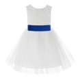 thumbnail image 2 of Ekidsbridal White Backless Lace V-Back Formal Photoshoot Dresses for Flower Girls Toddlers Dance Recital 206T 8, 2 of 3