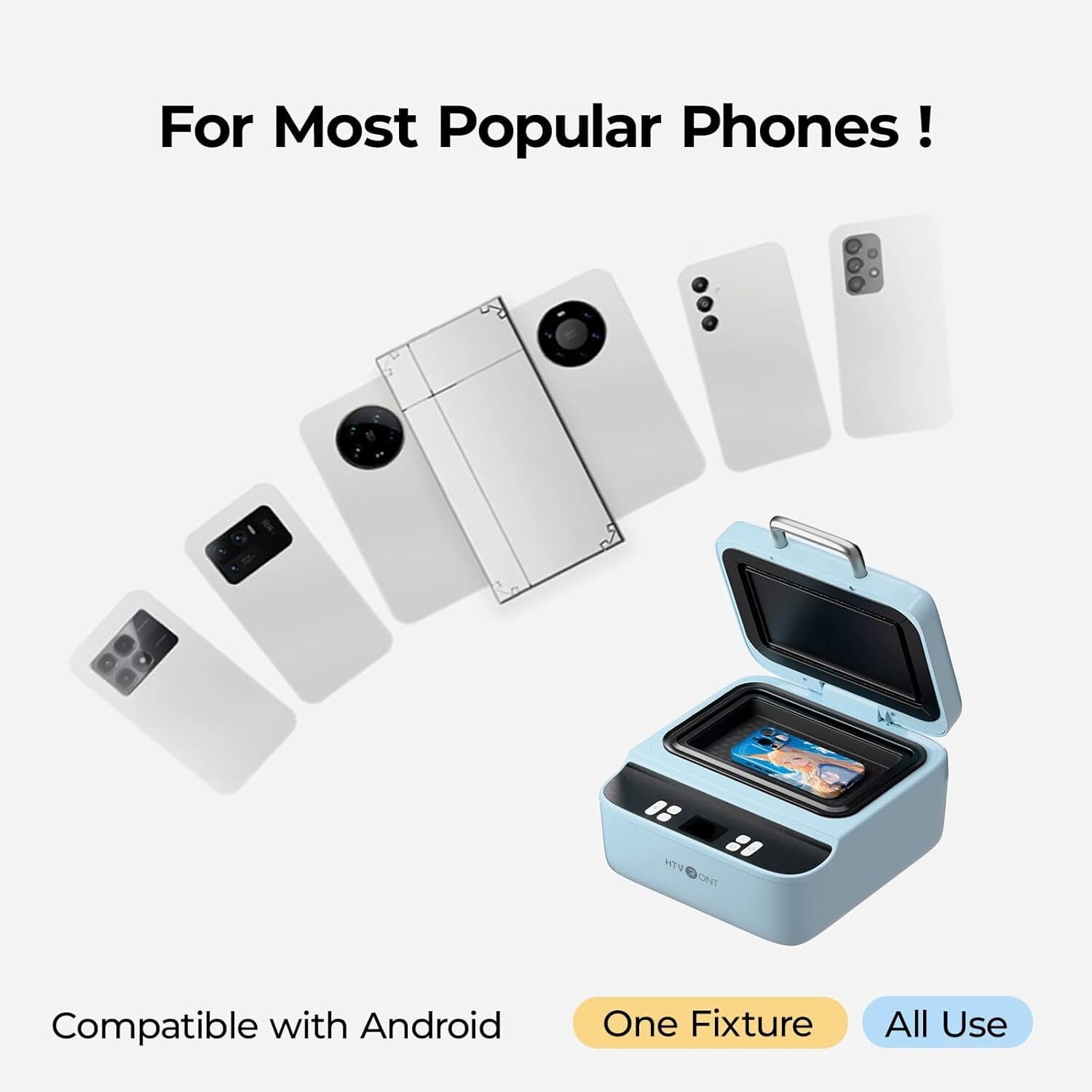 HTVRONT H17 Phone Cases Heat Press - Automatic Vacuum Heat Press Machine for Phone Cases- Sublimation Press for Custom Phone Case, Badges, Coasters, Includes Film & Fixture (Compatible with Android)