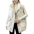 thumbnail image 4 of Hvyesh Puffer Vest for Women 2025 Trendy Sleeveless Puffer Coat Zipper Solid Padded Gilet Casual Zip Pockets Waistcoat Outdoor Hiking Jacket with Pockets, 4 of 8