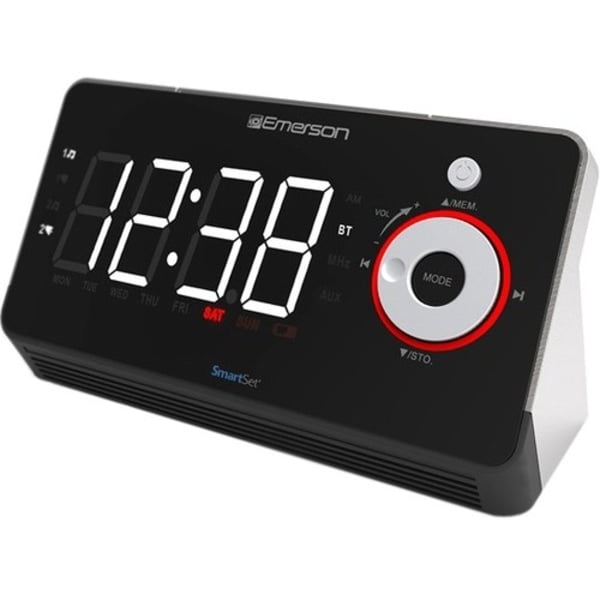 Emerson SmartSet Alarm Clock Radio with Bluetooth Speaker, USB Charger