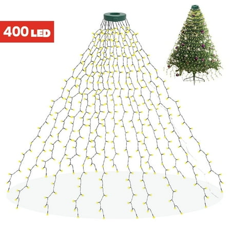 Christmas Tree Lights, 400 LED Christmas Lights With 8 Light Modes, 4 Levels Brightness&Memory Function, LED String Lights With Timing Function, Christmas Holiday Decorations, Remote Not Included
