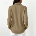 thumbnail image 4 of Waffle Knit Tops for Women Long Sleeve Collared Work Golf Polo Shirt 3XL, 4 of 7