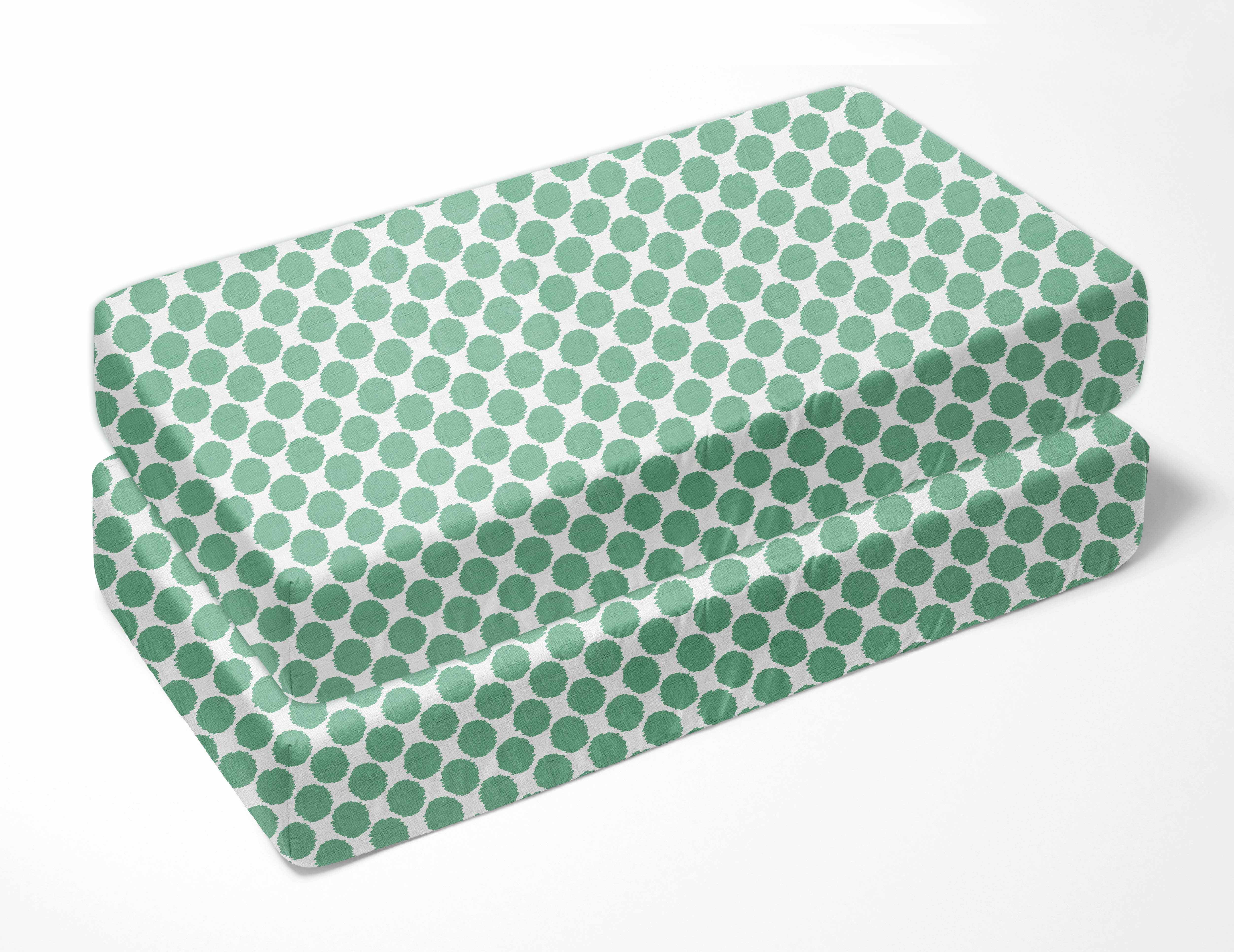 Bacati - Ikat Dots Crib/Toddler Bed Fitted Sheets 100% Cotton Muslin 2 Pack, Available in Multiple Colors