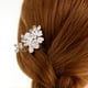 thumbnail image 4 of flor de material cristal Horquillas cabello Pinzas cabello Novia Joyería cabello Regalos Macarena horquillas nupciales de boda, 4 of 8