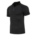 thumbnail image 7 of Mens Gym Muscle T-Shirts Short Sleeve 1/4 Zip Tee Quick Dry Wicking Moisture Workout Running Casual Athletic Tops (M, Black), 7 of 7
