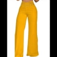 thumbnail image 1 of Pantalones Acampanados con Cinturón para Mujer, Estilo Informal, de Cintura Alta y Pierna . Amarillo XXL, 1 of 7