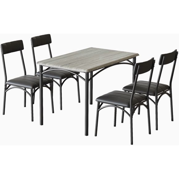 5-Piece Farmhouse Dining Set: Compact Table & 4 Upholstered Chairs for Kitchen, Breakfast Nook and Living Room