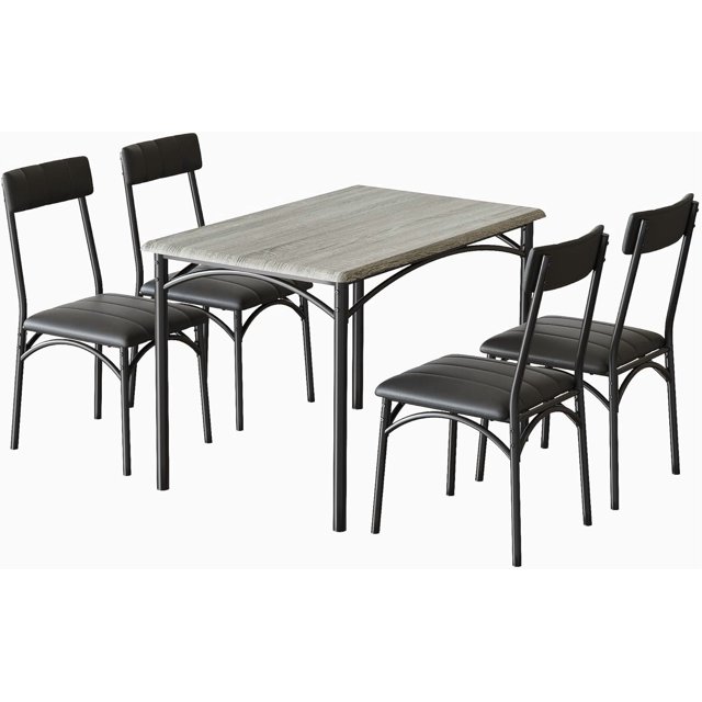 5-Piece Farmhouse Dining Set: Compact Table & 4 Upholstered Chairs for Kitchen, Breakfast Nook and Living Room
