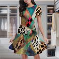 thumbnail image 2 of Abstract Leopard Print Geometric Art Women's Classic Swing Skater Dress Casual Work Party Cocktail Dresses, 2 of 6