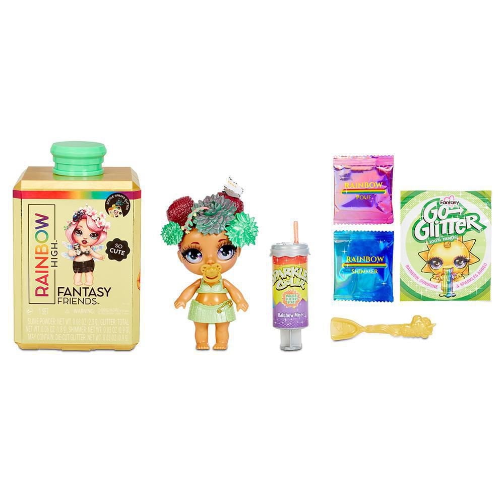 Rainbow High Fantasy Friends Series 2 – Perfume Bottle Package Really Sprays Glitter and Dolls Spit Slime