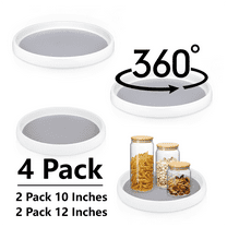 Armscye 4 Pack Lazy Susan Turntable for Kitchen Cabinets, 10 and 12 inch Non Skid Plastic Lazy Susan Turntable, Rotating Spinning Organizer for Kitchen, Refrigerator, Pantry, Spice Rack, Bathroom