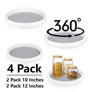 Armscye 4 Pack Lazy Susan Turntable for Kitchen Cabinets, 10 and 12 inch Non Skid Plastic Lazy Susan Turntable, Rotating Spinning Organizer for Kitchen, Refrigerator, Pantry, Spice Rack, Bathroom