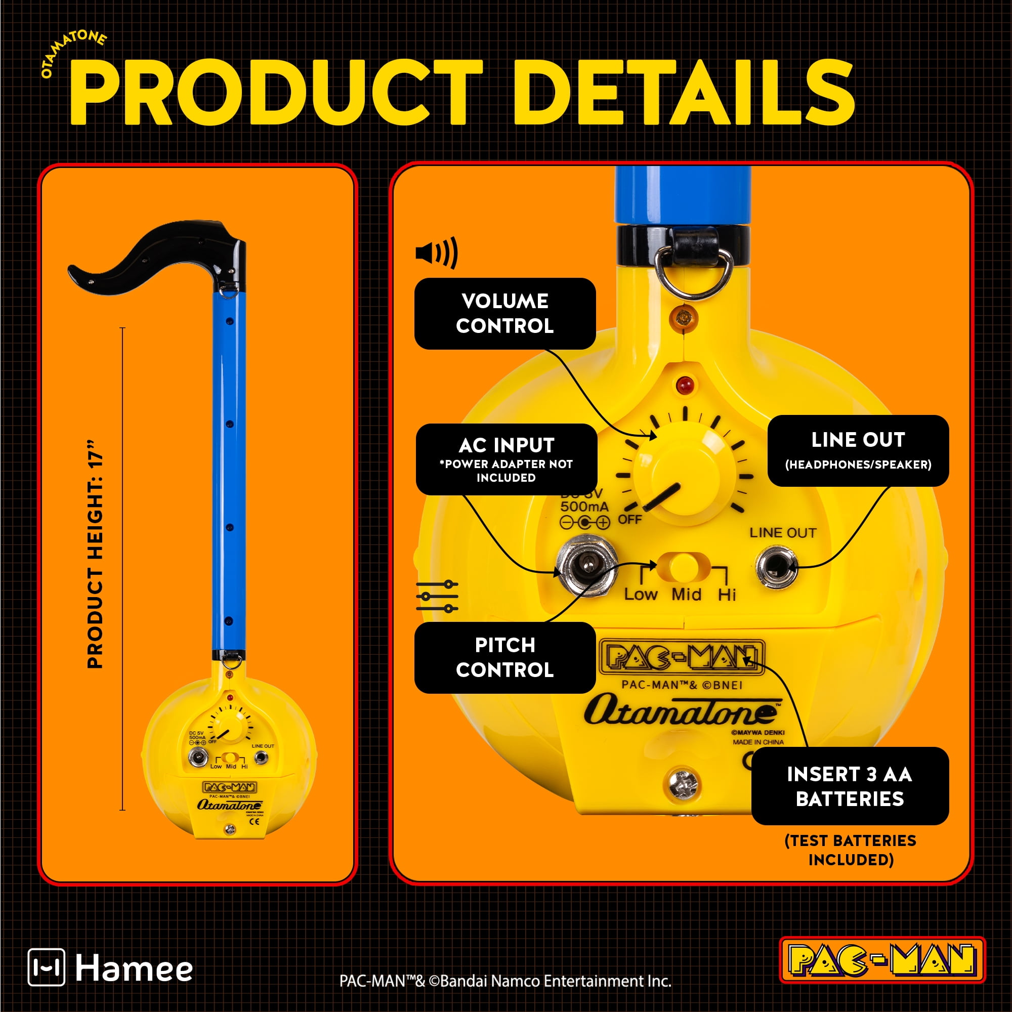 Otamatone Deluxe PAC-MAN Electronic Musical Instrument for Adults Portable Synthesizer Digital Electric Music from Japan by Maywa Denki Cool Stuff Gifts [English Instructions]
