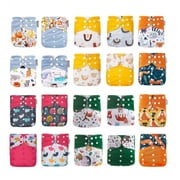 20 KaWaii Baby One Size Printed Snap Pocket Cloth Diaper-Shells, Leakproof Reusable Newborn to Toddler - Spring Sunshine