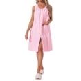 thumbnail image 2 of INSPIRE CHIC Womens Shower Towel Snaps Wearable Dress Terry Wrap Bathrobe Spa Towelling Cover Up Gym Shower Bath Robe M Pink, 2 of 5