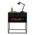 thumbnail image 1 of Buro de Noche Oslo para Recamara con Gaveta Minimalista y Moderno Metal y Madera Negro, 1 of 5