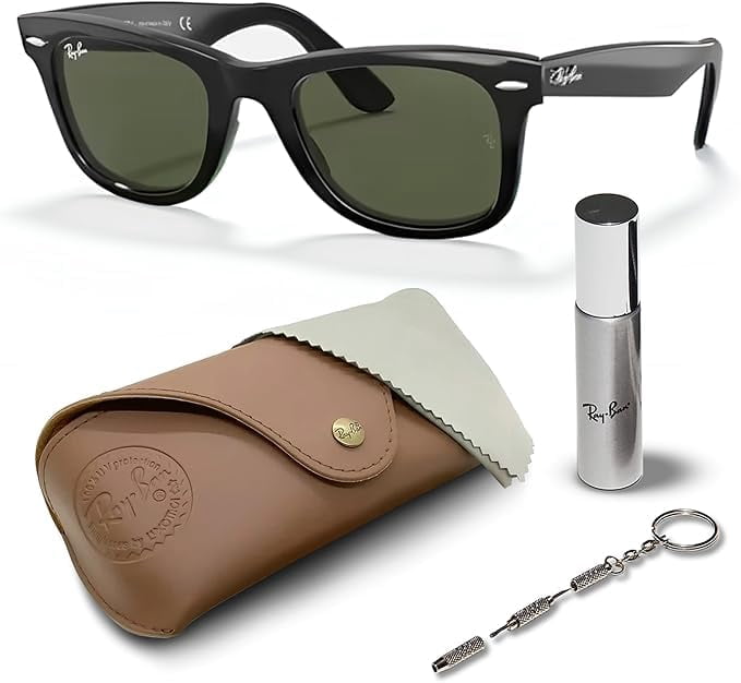Ray Ban RB 2140-F Wayfarer 901-S - Matte Black/Green by Ray Ban