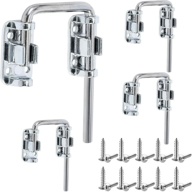 4 Pcs Sliding Glass Door Lock French Latch Security Screws Safe Loop 2 Inch Window Patio Chrome Plated