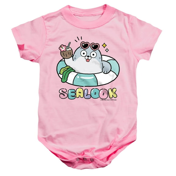 Sealook Vacation Seal Unisex Infant Snap Suit for Baby, Pink, Medium